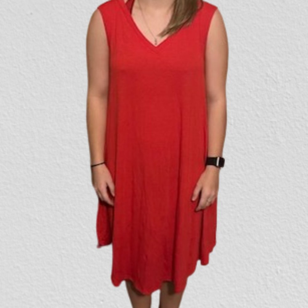 Red Tank Top Dress with Pockets T1481 NWT Boutique - Picture 11 of 13